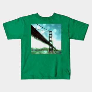 Green Bokeh Golden Gate Bridge in San Francisco Kids T-Shirt